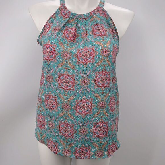 Cynthia Rowley mandala aqua orange tank top large - Picture 2 of 5